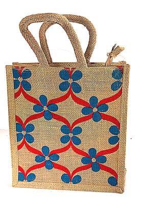  Jute Bag with Floral Print