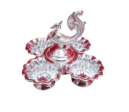 German Silver 4 Cup Pasupu Kumkum stand (3.5 inch)