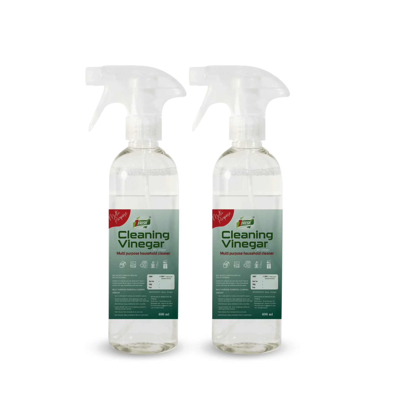 7Fresh Cleaning Vinegar 8% Concentrated for Multipurpose Cleaning / Hardwater Stain Remover,Glass ,Limescale, Fruits & Vegetable,Fridge Odour Remover