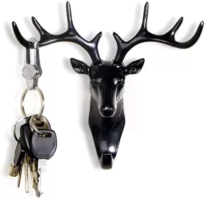  Black Deer Head Wall Mount Key Holder