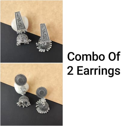 Combo of 2 beautiful oxidised long jhumka earrings for women Ethnic wear casual wear