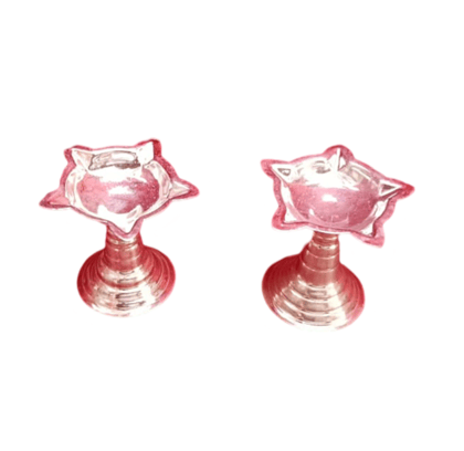 "2 Pc Set German Silver Plated Diya"