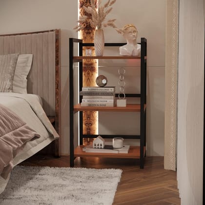  3-Tier Industrial Style Bookshelf, Modern Wood and Metal Etagere Bookcase, Display Shelf for Living Room, Bedroom, Office