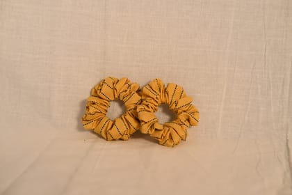 Pack of Mustard Yellow Striped Hair Scrunchies