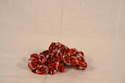  Red and White Plaid Scrunchies