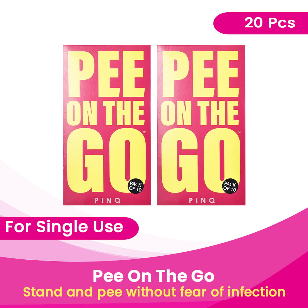 Pinq Pee-on-the-Go-Combos - Bio Degradable, Portable, Leak Proof, Eco Friendly Disposable Urination Funnels, Public Toilets, Travel, Camping, Hiking and Outdoor Activities pack of 20