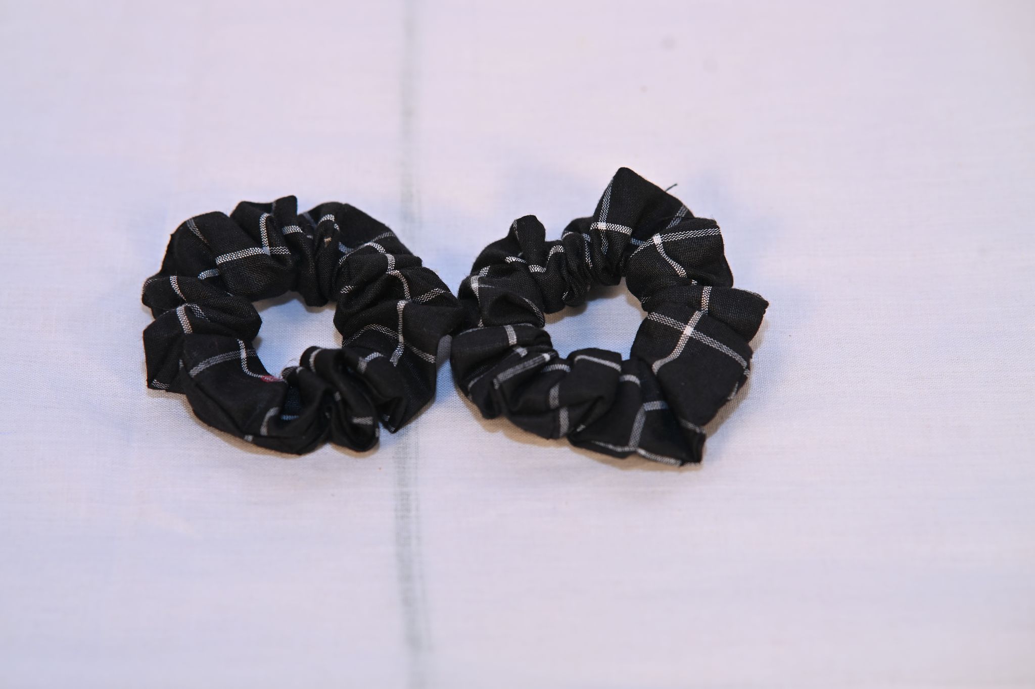  Black and White Gingham Hair Scrunchies