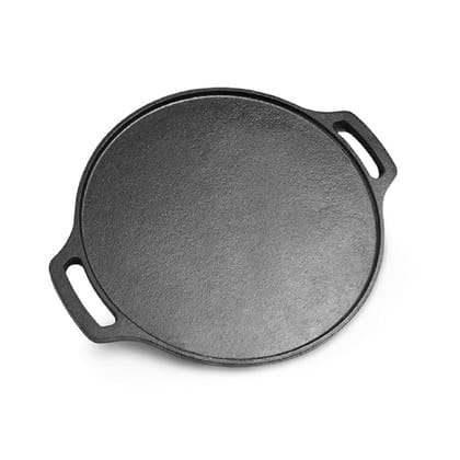 VEC Cast Iron Dosa Tawa 12 inch Pre-Seasoned Pan with Dual Handles (Dia 30cm, Black,3.6 Kg )