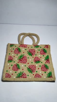 Strawberry Fields Forever Handwoven Jute Tote Bag