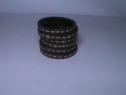 Black and Brown Beaded Chunky Bangle Bracelet Set of 6