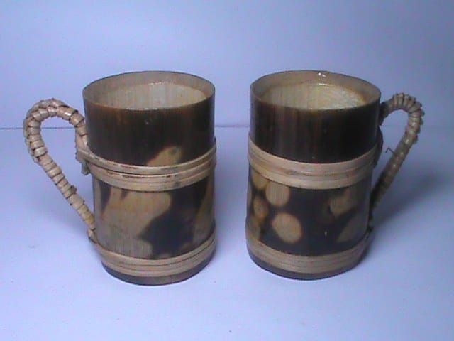 Handmade Natural Bamboo Mugs with Handle