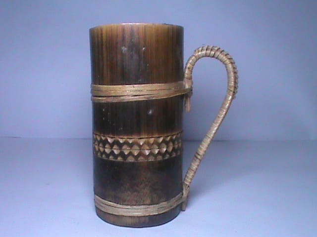 * Handmade Bamboo Mug with Intricate Carvings* Unique and Stylish Bamboo Mug*