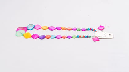 "Colorful MOP Diamond-Cut Shell Necklace and Earrings Set"