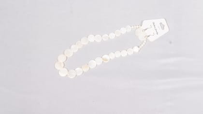 White Mother of Pearl Shell Flat Round Beads Necklace and Earrings Set