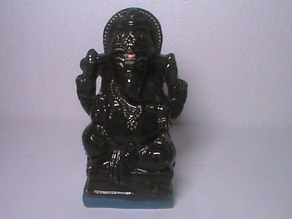 Porcelain Peengan Black Ceramic Sitting Ganesha Statue - AKP