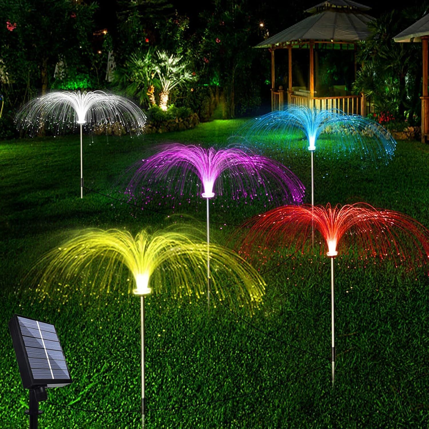 Solar Flower Garden Light Solar Yard Lights Solar Powered Stake Light Solar Jellyfish Flowers Lights 7Colors Change (2 PIS SET)