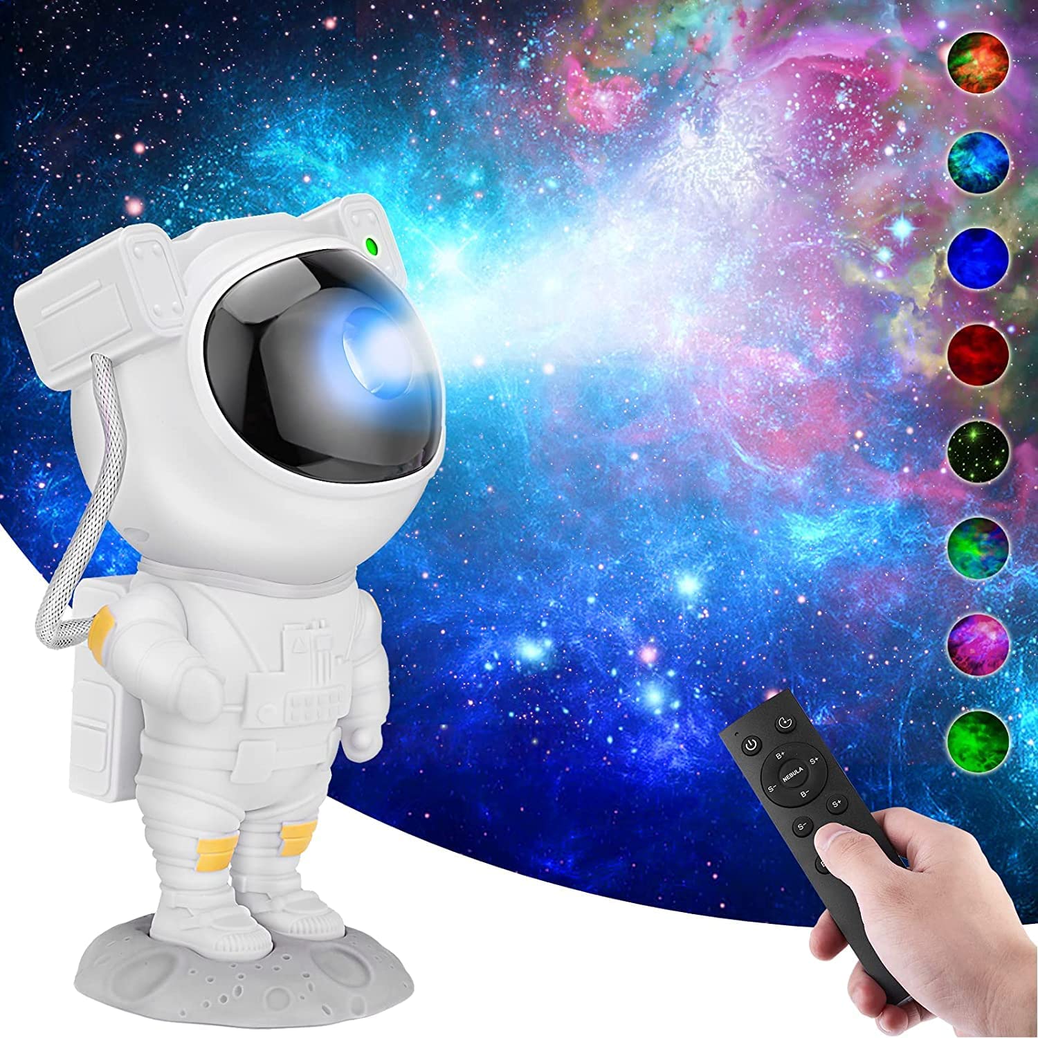 Dicto™ Astronaut Galaxy Projector with Remote Control - 360° Adjustable Timer Kids Astronaut Nebula Night Light, for Gifts,Baby Adults Bedroom, Gaming Room, Home and Party (Corded Electric)