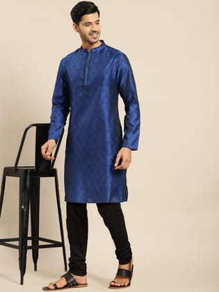 Amodh by Kisah Men's Navy Blue Kurta Set