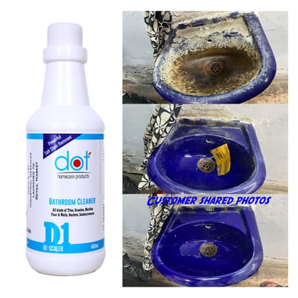 DOT Bathroom Tiles Cleaner Descaler, 400ml, Remove heavy salt stains, hard water marks, lime scale, calcium, soap scum, mold, rust and fungus on Walls, Floors -Strong Acid with ZERO FUMES & SMELL