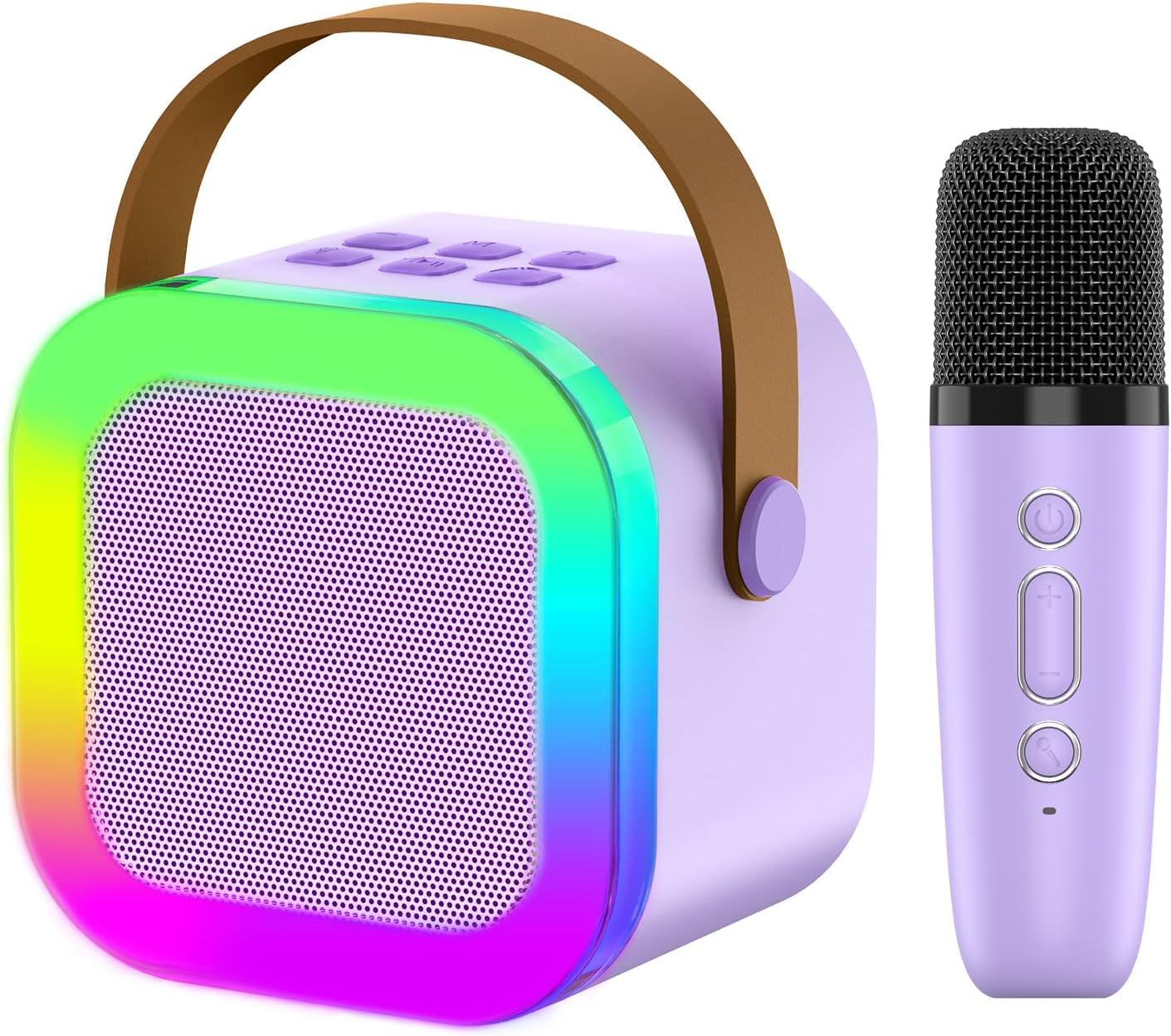 Bluetooth Karaoke Machine with Microphone for Kids, Portable Rechargeable Wireless Speaker with LED Lights, Perfect for Parties, Birthdays, and More