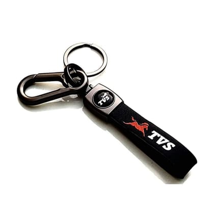 Tvs High Quality Leather Keychain for Bike (Pack of 1) Black