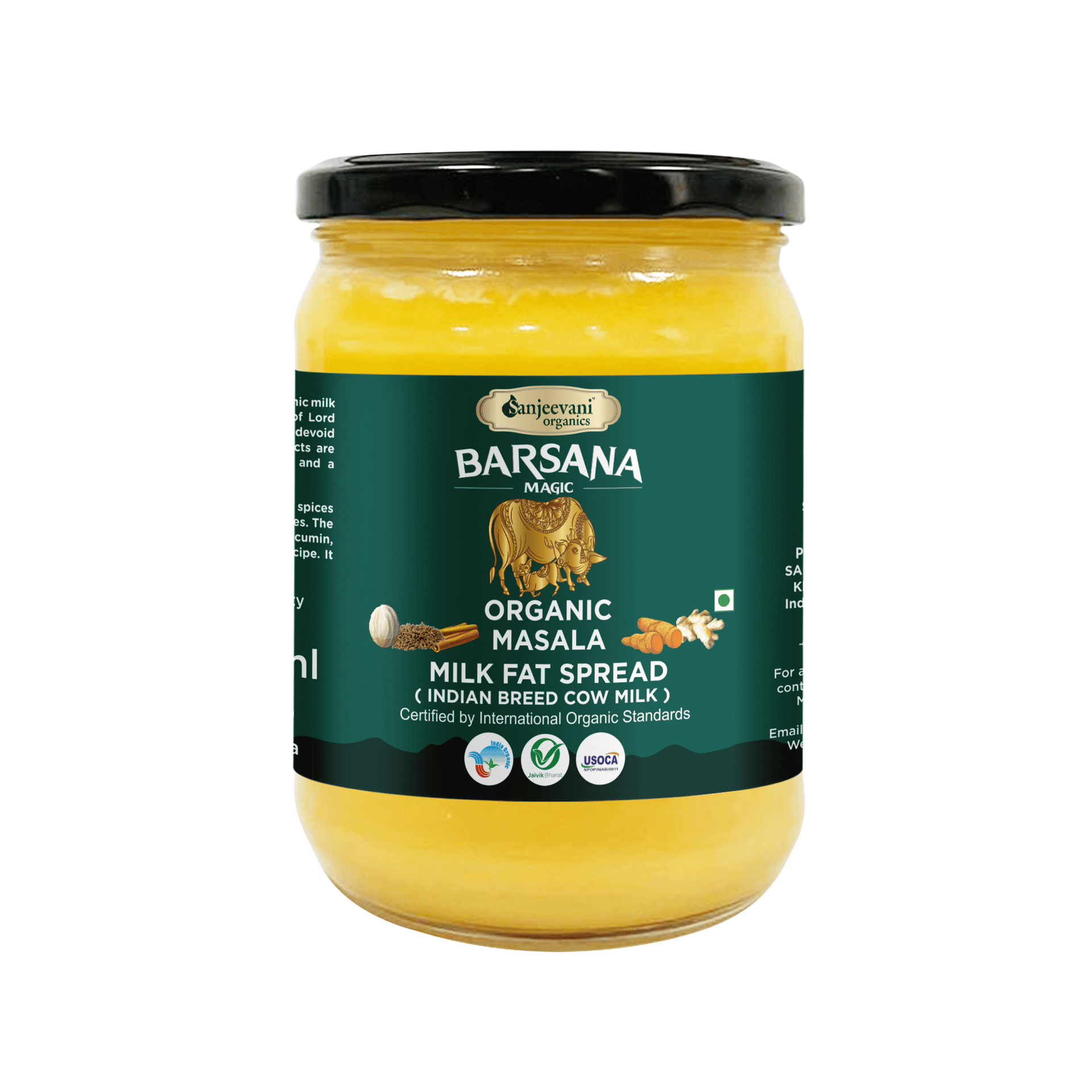 Sanjeevani Organics Organic Masala Milk Fat Spread with Turmeric, Ginger & Cinnamon Spices | Healthy & Nutritious | Helps to Immunity Boosting | - 500ml