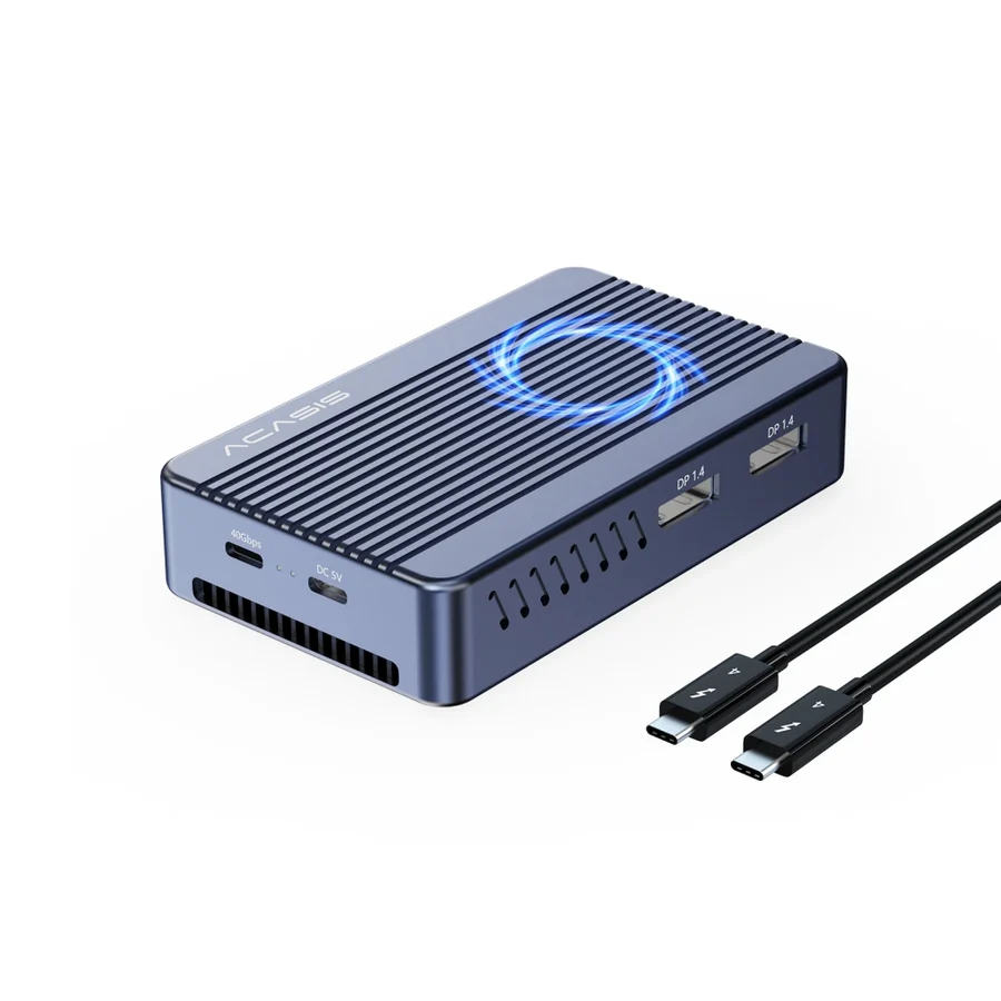 ACASIS Mac Mini Dock Dual Monitor with 40Gbps M.2 NVMe SSD Enclosure, 2*DP1.4, 2*USBA 3.1, 1 USBC 10Gbps, for Thunderbolt 4/USB4/3.2/3.1/3.0, M1/M2