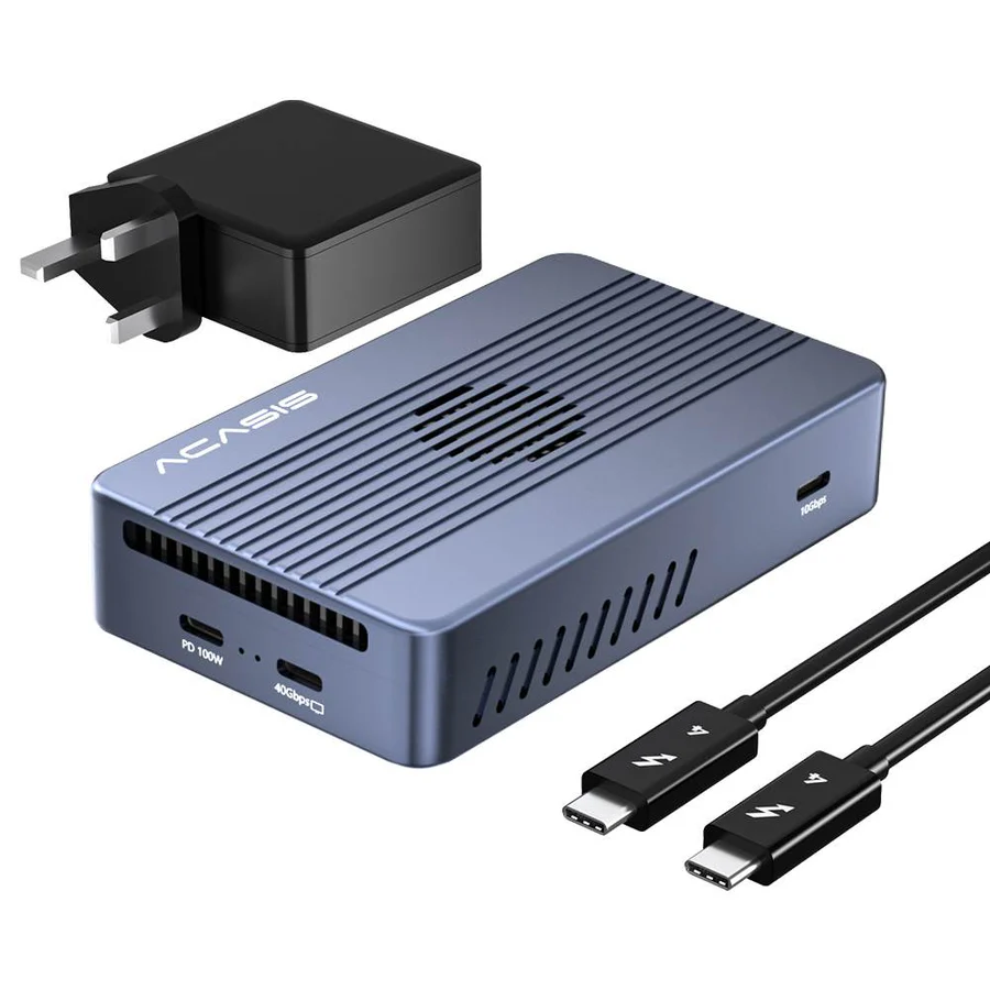 ACASIS 8-in-1 40Gbps M.2 NVMe Thunderbolt 3/4 SSD Enclosure & Dock, Single 8K or Dual 4K60Hz, 1*40Gbps, with 100W PD Adaptor, Cooling Fan, for M1/M2