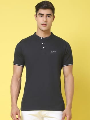 Rodamo Henley Collar Slim Fit Back Printed T-shirt