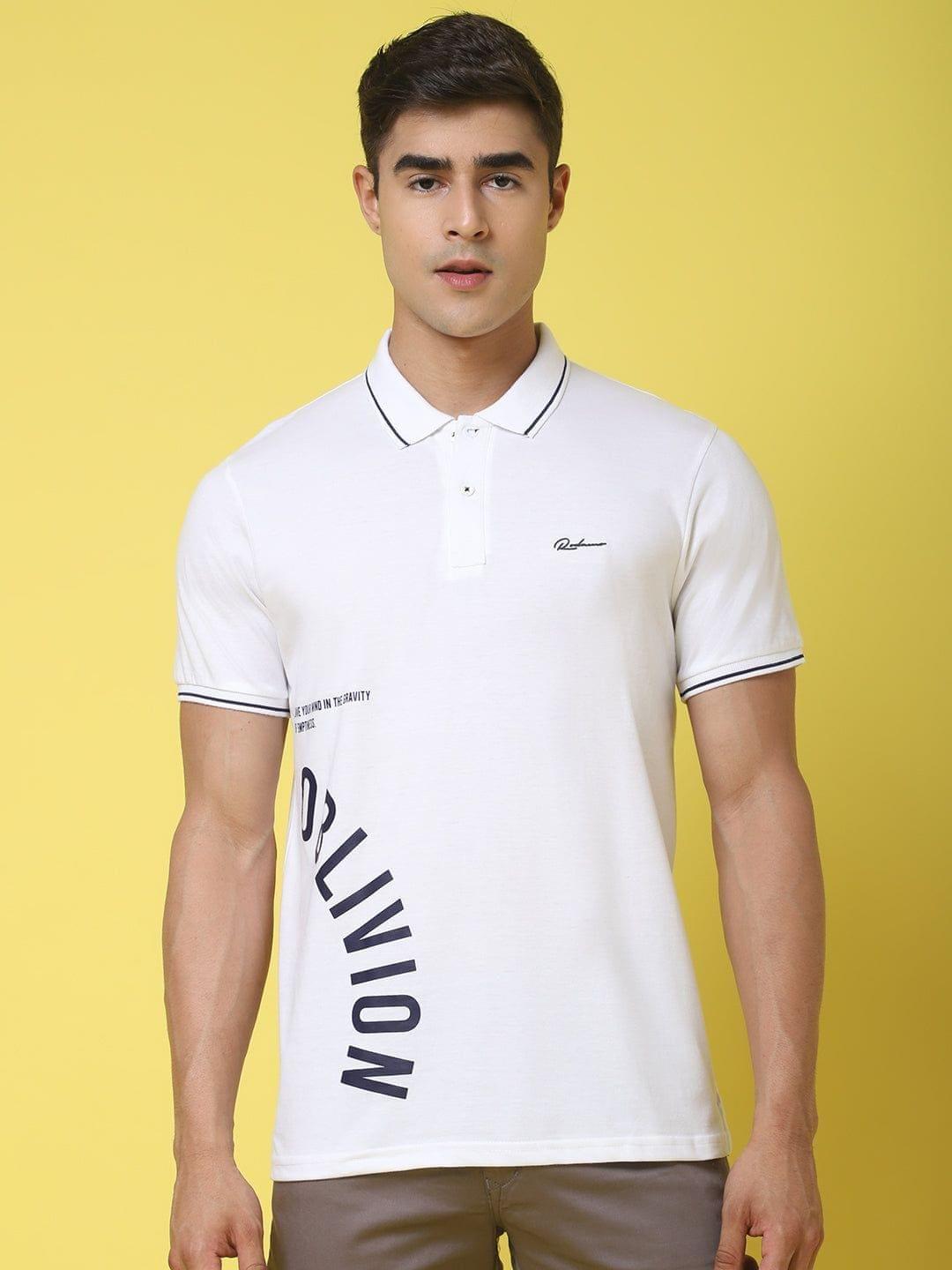 Rodamo Typography Printed Polo Collar Cotton Slim Fit T-shirt