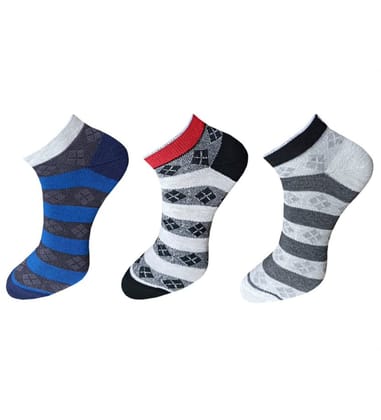 3_Pair Set Unisex Casual Cotton Printed Ankle Length Socks (Multicolor) PID54102