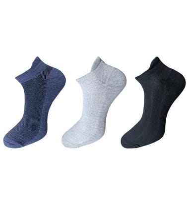 3_Pair Set Unisex Casual Cotton Solid Ankle Length Socks (Multicolor) PID54111