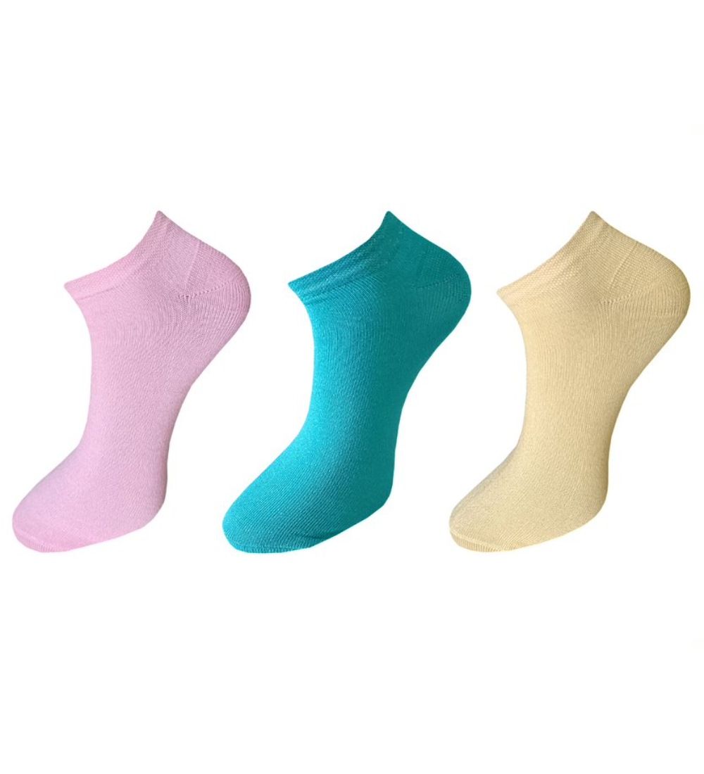 3_Pair Set Unisex Casual Cotton Solid Ankle Length Socks (Multicolor) PID54113