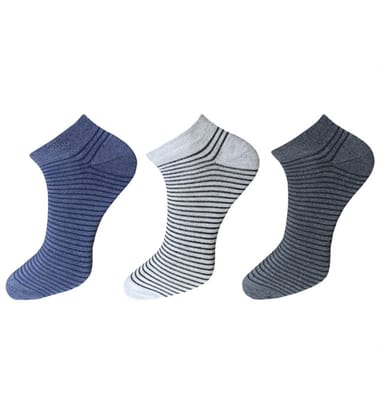 3_Pair Set Unisex Casual Cotton Striped Ankle Length Socks (Multicolor) PID54121