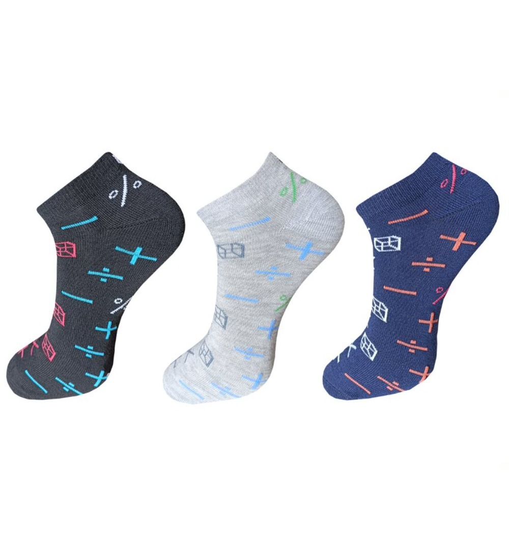 3_Pair Set Unisex Casual Cotton Printed Ankle Length Socks (Multicolor) PID54124