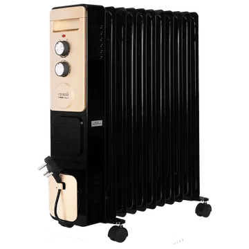 Croma 2900 Watts PTC Fan Oil Filled Room Heater (11 Fin, Thermostatic Knob, Black)