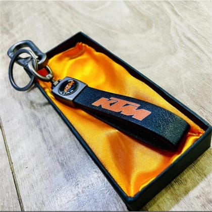 KTM Black Leather Keychain