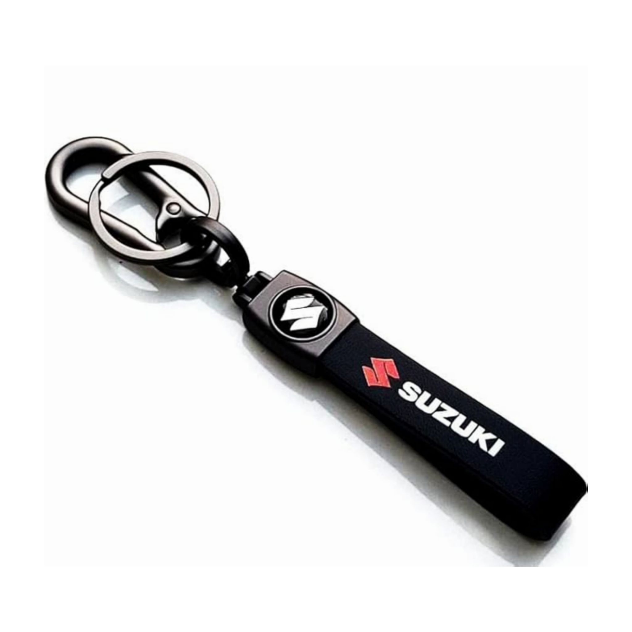 Suzuki High Quality Leather Keychain for Car, Bike and Scooty (Pack of 1) Black