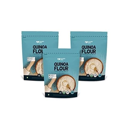 NOURISH YOU Organic Quinoa Flour 2.25Kg | USDA Certified Gluten Free Atta | Enriched with Dietary Fibre, Protein & Vitamins | Improves Gut Health | Superfood | No Preservatives | Pack of 3 | 750G Each