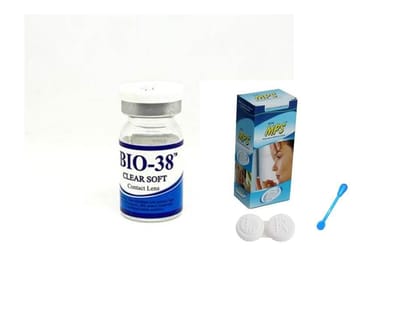 MD Bio 38 Clear Soft Lens, Yearly Power Contact Lens(Pack of 1 Lens with Solution Kit) (-1.25)