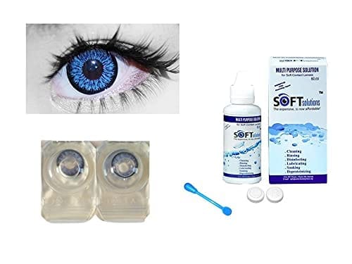 DARK BLUE MD SPARKLE MONTHLY COLOR CONTACT LENS WITH CASE, LENS HOLDER AND 60ML SOLUTION (PACK OF 1 PAIR)