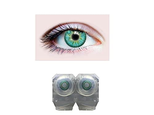 RED AND DARK TURQUOISE MD SPARKLE 2 PAIR MONTHLY COLOR CONTACT LENS WITH CASE, LENS HOLDER AND 60 ML SOLUTION (PACK OF 2 PAIR)