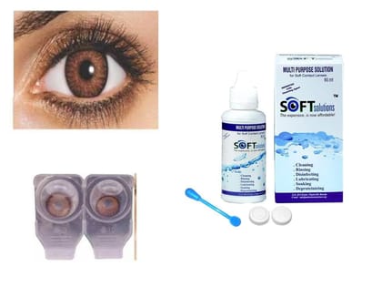 Brown and Dark Hazel MD Sparkle 2 Pairs of Monthly Color Contact Lens With Case, Lens Holder and 60 ML Solution