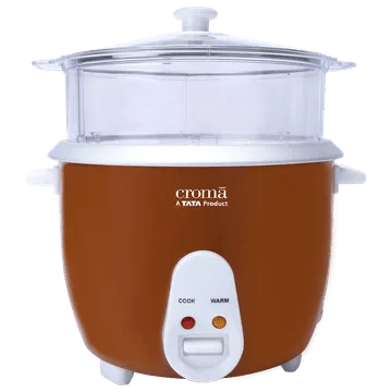 Croma 1.8 Litre Electric Rice Cooker & Steamer with Keep Warm Function (Brown)