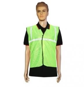  Green Reflective Safety Vest with Two Horizontal Reflective Stripes