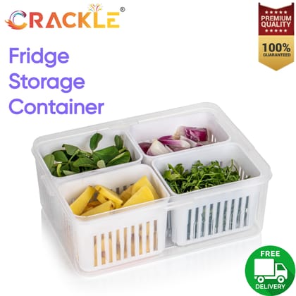 Crackle 4 Compartment Super Premium Storage Container with Drainer for Vegetables and Fruits