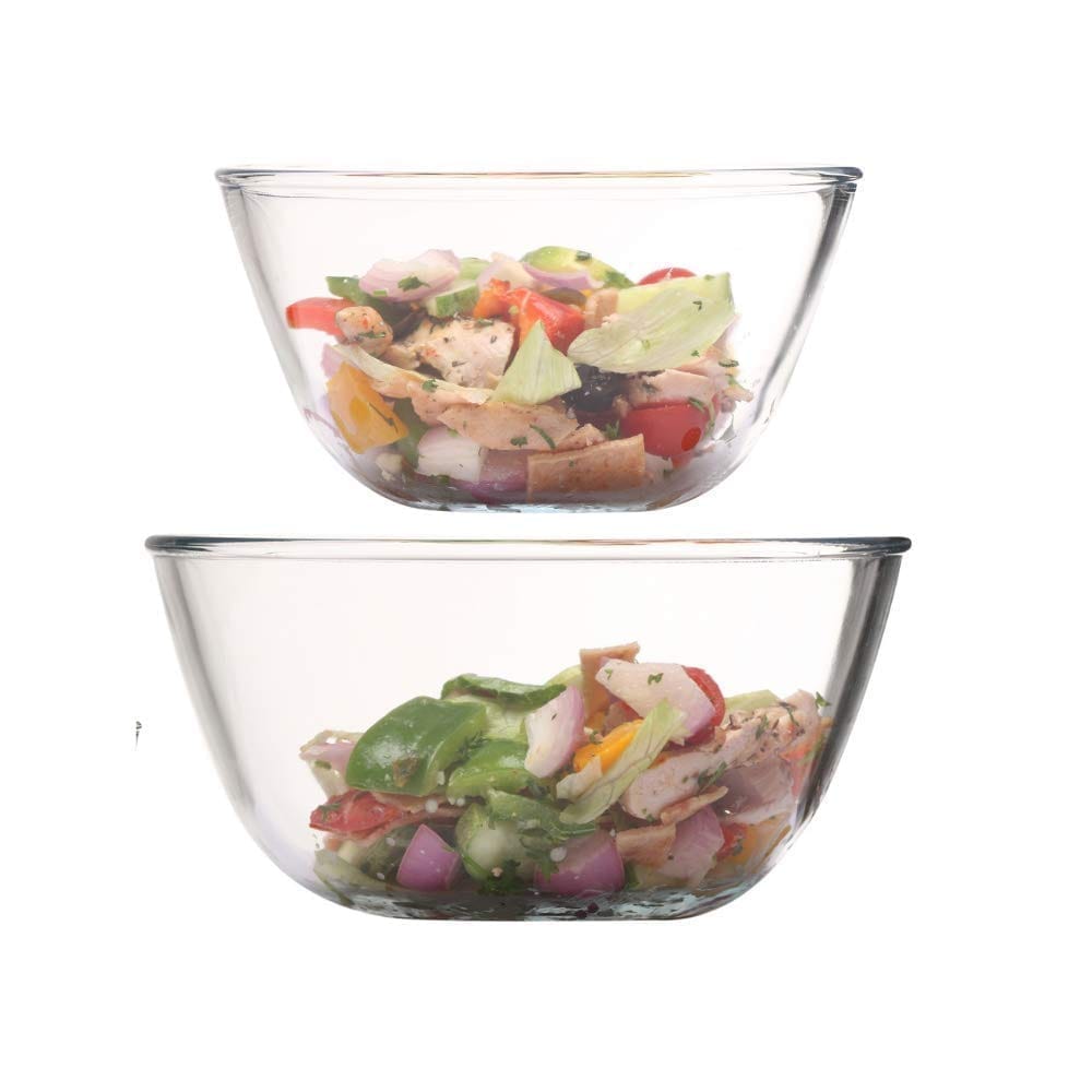 Femora Borosilicate Glass Microwave Safe All-Purpose Mixing Bowls,2100 ML, 2650 ML, Set of 2