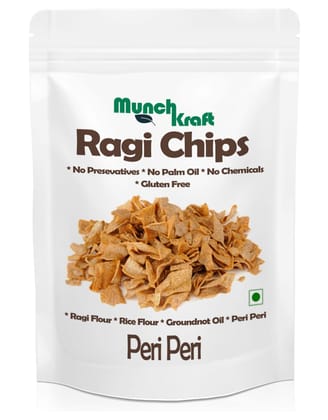 MunchKraft Chips | Ragi Chips | Peri Peri | Pack of 3 (90 g each) | No Palm Oil | No Chemicals | Healthy Snack