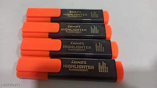  Pack of 4 Luxor Highlighters, Fluorescent Orange