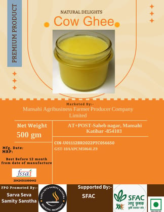  500 gm Cow Ghee - Natural Delights